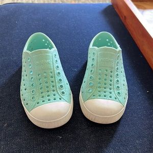 Native shoes toddler size C9.  Light blue with sparkles.